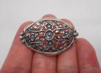 Zilveren vintage broche bloemen met blaadjes nr.829
