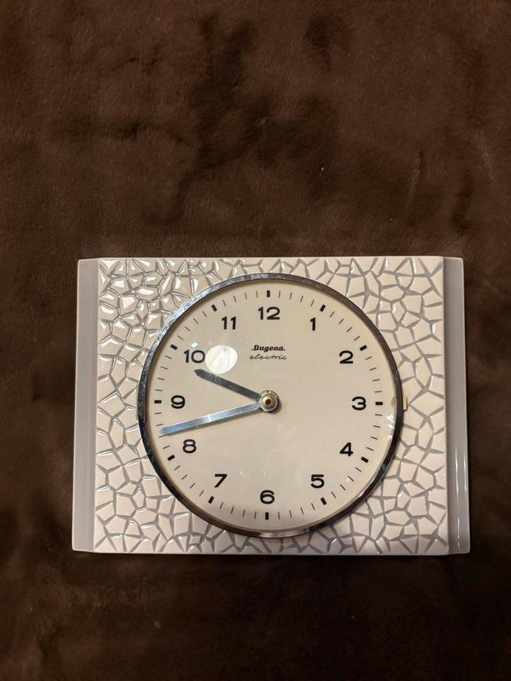 Mid Century Dugena Klok - West Germany Keramiek, Huis en Inrichting, Woonaccessoires | Klokken, Gebruikt, Wekker of Tafelklok