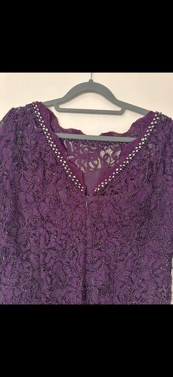 Paarse kanten jurk met kraaltjes - Maat M beschikbaar voor biedingen