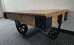 Mangohout Salontafel op Wielen - Industrieel Design, Huis en Inrichting, Tafels | Salontafels, Ophalen, 100 tot 150 cm, 150 tot 200 cm