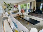 Grote lange zwarte salontafel met gouden poten 220 lang, Huis en Inrichting, Tafels | Salontafels, Ophalen, Gebruikt, Hotel chique, Modern
