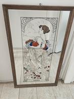 Vintage 1960s Alphonse Mucha Four Seasons Summer Long Mirror, Ophalen of Verzenden, Minder dan 100 cm