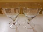 Gegraveerde glazen set 13,7 x 9 cm, Antiek en Kunst, Antiek | Glas en Kristal, Ophalen of Verzenden