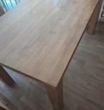 Massief teak eettafel met glasplaat 160x90cm, Ophalen, Gebruikt, Teakhout, 50 tot 100 cm