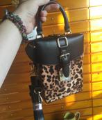 Luipaard dames tas / zwarte leren handtas schoudertas panter, Sieraden, Tassen en Uiterlijk, Tassen | Damestassen, Verzenden, Nieuw