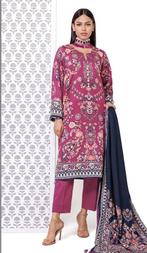 Indian bollywood salwar kameez 3 delig donkerros khaadi, Ophalen of Verzenden, Zo goed als nieuw, Overige typen