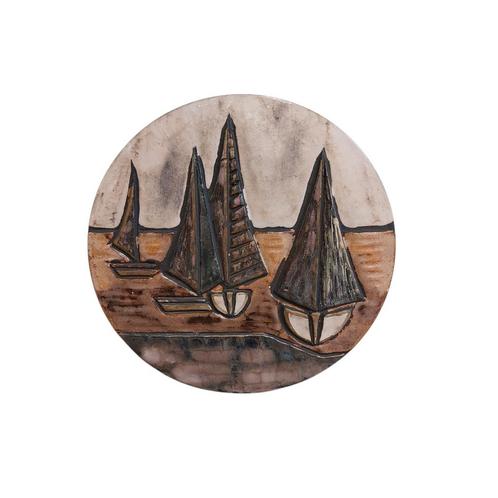 Vintage wandbord, bootjes afbeelding, Antiek en Kunst, Antiek | Wandborden en Tegels, Ophalen of Verzenden