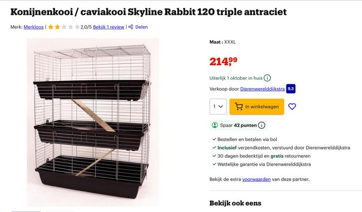 Cavia kooi of konijnen kooi 3 verdiepingen 120 cm breed., Dieren en Toebehoren, Knaagdieren en Konijnen | Hokken en Kooien, Gebruikt