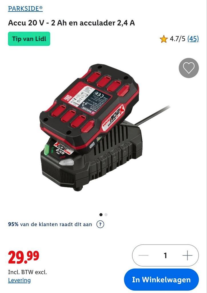 Parkside 2,4Ah accu met oplader ongebruikt nieuwstaat, Doe-het-zelf en Verbouw, Gereedschap | Boormachines, Nieuw, Boormachine