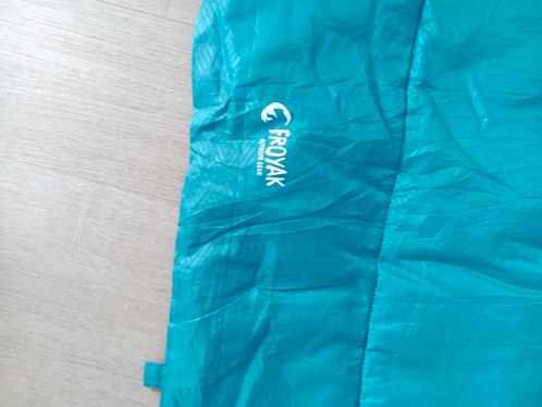 2Froyak Slaapzakken - Turquoise in meeneemtas, Caravans en Kamperen, Slaapzakken, Zo goed als nieuw, Ophalen of Verzenden