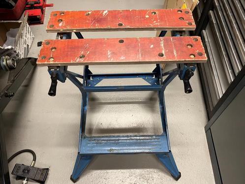 Workmate Black and Decker blauw, Doe-het-zelf en Verbouw, Werkbanken, Gebruikt, Minder dan 70 cm, Bankschroef, Inklapbaar, Ophalen
