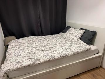 140x200 bed ikea malm + lattenbodem + opberglades - afbeelding 1