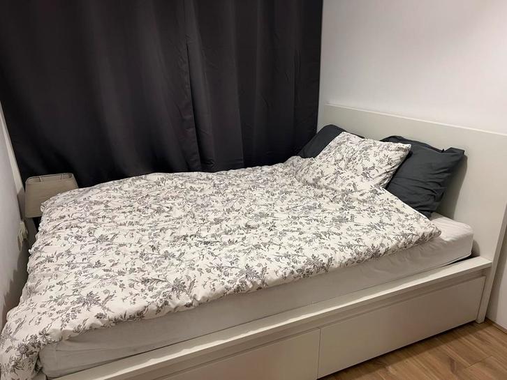 140x200 bed ikea malm + lattenbodem + opberglades, Huis en Inrichting, Slaapkamer | Bedden, Gebruikt, Tweepersoons, 140 cm, Hout