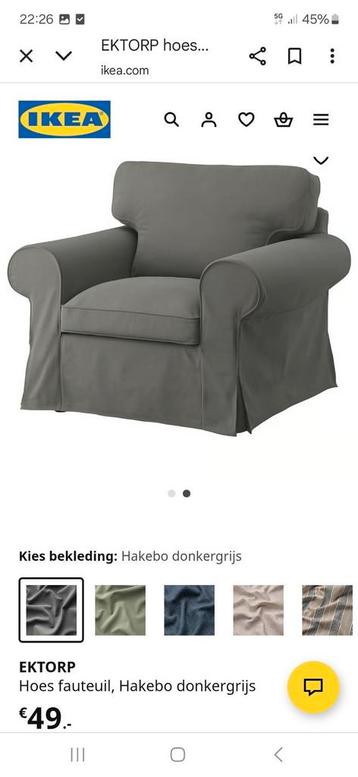 Hoezen ikea ektorp grijs 3 2 plus fauteuil - afbeelding 1