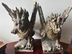 Antieke Balinese tempelwachters handgesneden hout 1900-1950, Ophalen