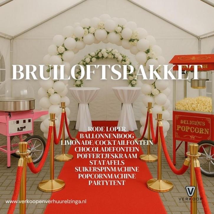Te huur bruiloftspakket/ Huwelijk/ feestverhuur, Hobby en Vrije tijd, Feestartikelen | Verhuur, Zo goed als nieuw, Geboorte of Huwelijk