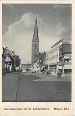 AK Hengelo Enschedesestraat Lambertuskerk auto's, Ophalen of Verzenden, 1940 tot 1960, Gelopen, Overijssel