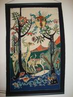 vintage wandkleed katoen dieren rustige kleuren vrolijk, Ophalen of Verzenden