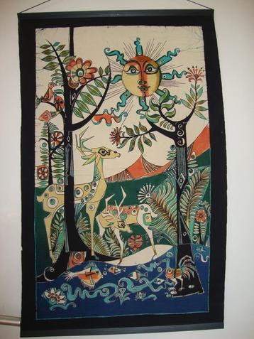 vintage wandkleed katoen dieren rustige kleuren vrolijk beschikbaar voor biedingen