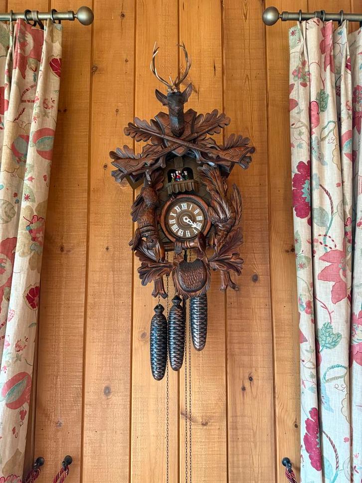 Prachtige Koekoeksklok met Dansende Poppen, Antiek en Kunst, Antiek | Klokken, Ophalen