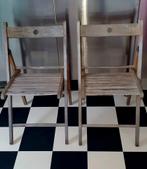 Vintage opvouwbare tuinstoelen van teakhout 2voor €25,-, Ophalen, Gebruikt, Teakhout, Inklapbaar