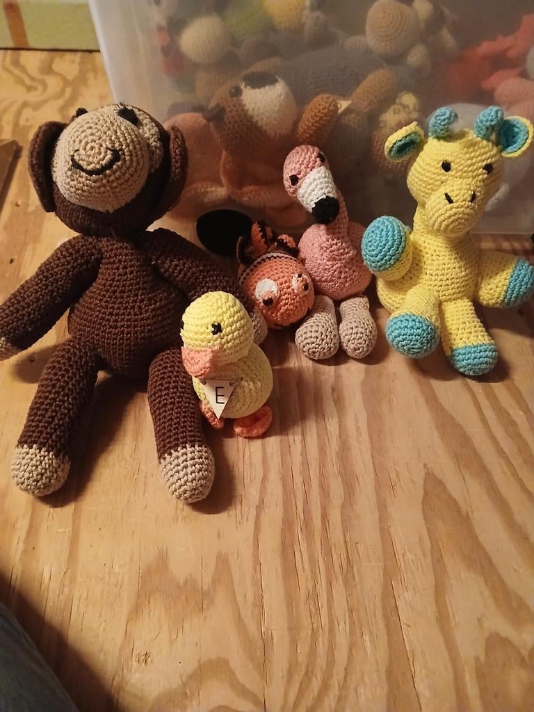 Gehaakte Knuffels - Giraf, Aap, Vis, Flamingo, Eend, Ophalen of Verzenden, Nieuw, Overige typen