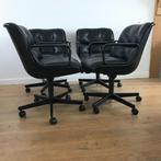 Set 4 Charles Pollock Knoll Executive office chair stoel, Ophalen, Kunststof, Zwart, Nvt