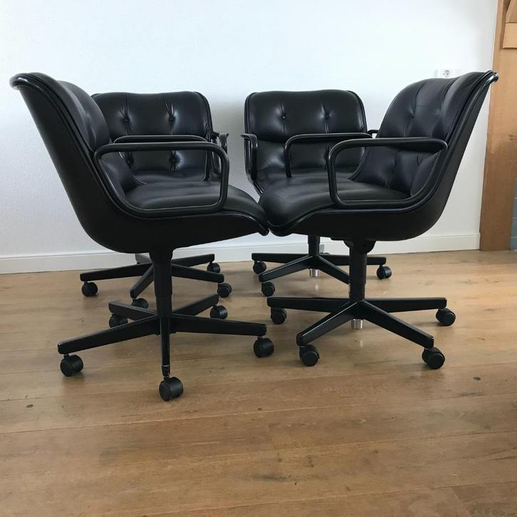 Set 4 Charles Pollock Knoll Executive office chair stoel, Huis en Inrichting, Stoelen, Eén, Kunststof, Zwart, Ophalen