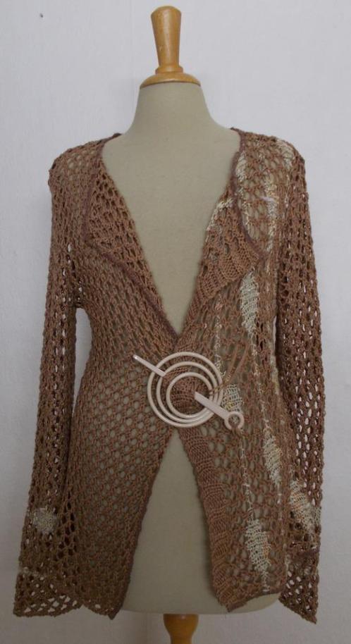Apart knitwear/fijn gehaakt vest! L, Kleding | Dames, Tops, Zo goed als nieuw, Maat 42/44 (L), Bruin, Lange mouw, Verzenden