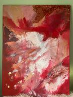 Abstract schilderij met rode, koperen en gouden tinten, Antiek en Kunst, Ophalen of Verzenden
