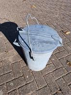 Vintage Zinken Emmer met Deksel en handvat, Ophalen, Gebruikt, Met deksel