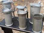 6 antieke tinnen maten 1 en 2 liter samen €200., Antiek en Kunst, Antiek | Tin, Ophalen