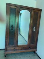 Vintage kledingkast met spiegel en roede, Ophalen, Gebruikt, 100 tot 150 cm, Met hangruimte