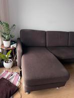 Bruine 3-zitsbank met chaise lounge, Huis en Inrichting, Banken | Bankstellen, Ophalen, Gebruikt, Hoekbank, Driepersoons