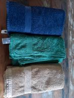 Handdoek blauw turqoise beige zandkleur, Huis en Inrichting, Ophalen, Zo goed als nieuw, Blauw, Handdoek