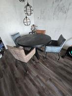 Ronde Mango Eettafel met Stoelen - 130cm, Huis en Inrichting, Ophalen, Zo goed als nieuw, Industrieel, 4 tot 6 stoelen