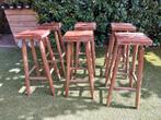 OUDERWETSE HOUTEN BARKRUKKEN 6 STUKS NOG AANWEZIG..., Huis en Inrichting, Barkrukken, Ophalen, Met voetsteun, 60 tot 90 cm, Hout