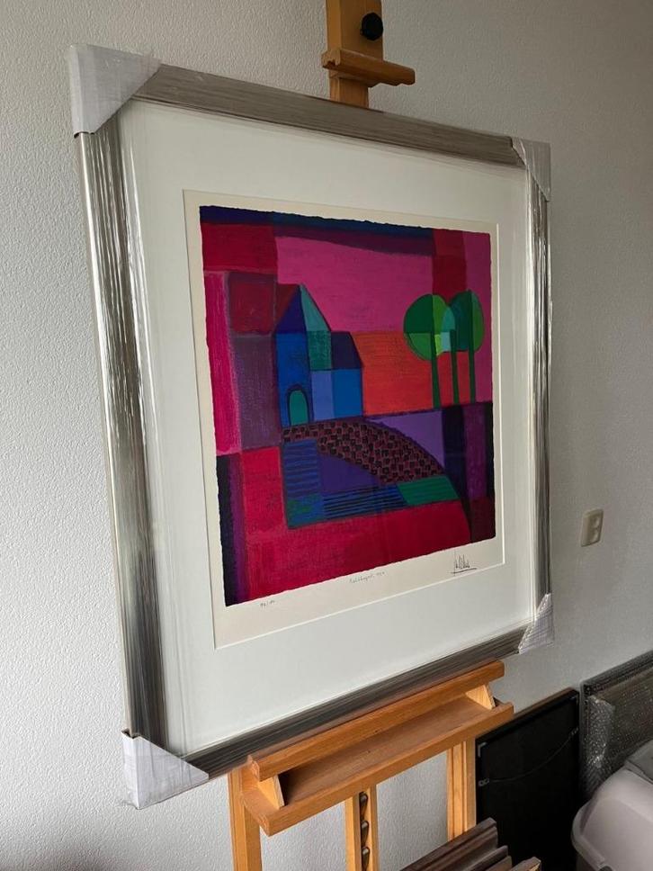 Ton Schulten, ingelijste zeefdruk Veldkapel, Antiek en Kunst, Kunst | Litho's en Zeefdrukken, Ophalen