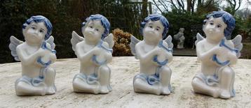 Set Delfts Blauwe Engeltjes met Harp Handpainted  beschikbaar voor biedingen