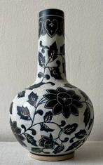 Vaas aardewerk marineblauw/zwart, Ophalen of Verzenden