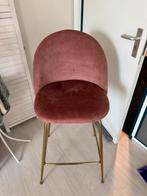 Roze fluwelen bar kruk, Huis en Inrichting, Barkrukken, 1 kruk, Ophalen, Zo goed als nieuw, 90 cm of meer
