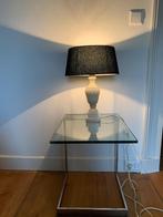 Tafellamp met albast voet en ovaal zwart kapje vintage, Huis en Inrichting, Lampen | Tafellampen, Ophalen of Verzenden, Zo goed als nieuw