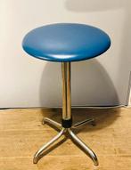 blauw kunstleer, krukje, Ophalen of Verzenden, Zo goed als nieuw, Hout