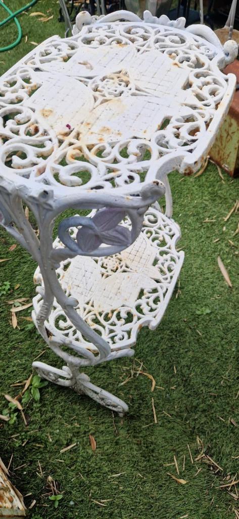 Prachtige gietijzeren bijzettafel(of plantentafel)*brocante, Tuin en Terras, Tuinwanddecoratie, Gebruikt, Ophalen