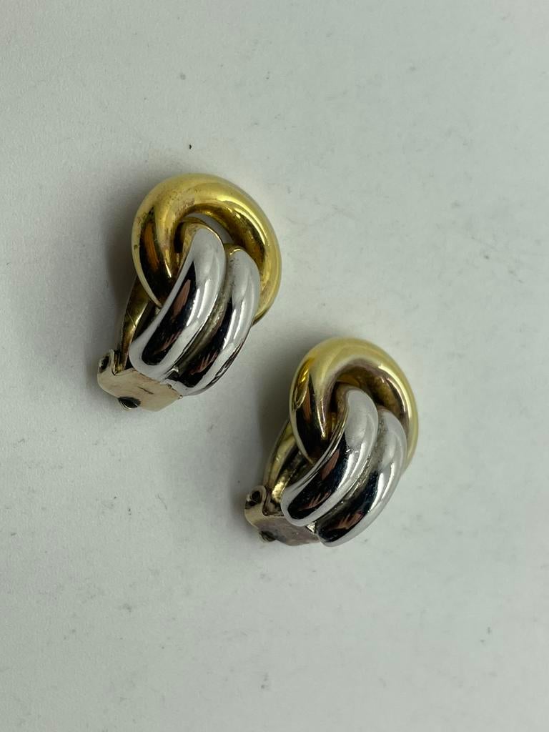 B951 Prachtige zilveren bicolor clip oorbellen, Ophalen of Verzenden, X, Goud, Zilver