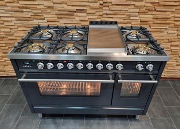 Luxe Fornuis Boretti 120cm antraciet + rvs 7 pits Frytop beschikbaar voor biedingen