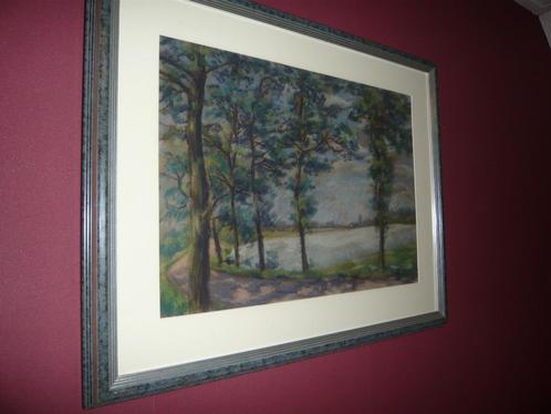 August Oppenberg bomenlandschap in prachtige lijst 93x75cm, Antiek en Kunst, Kunst | Schilderijen | Klassiek, Ophalen