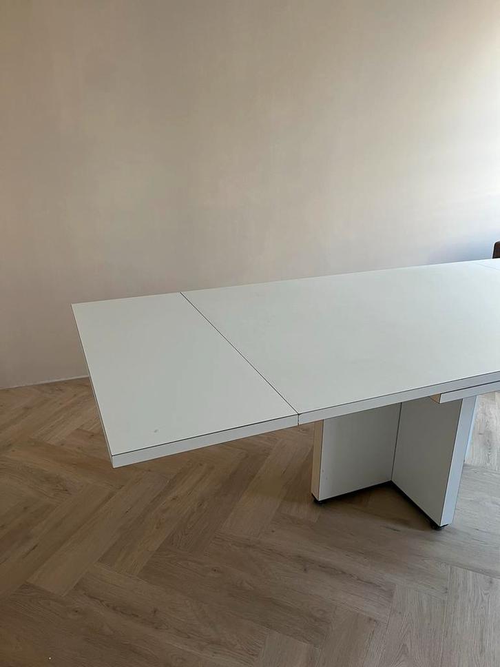 Design eettafel met uitklapbare delen, Huis en Inrichting, Tafels | Eettafels, Gebruikt, 100 tot 150 cm, Ophalen