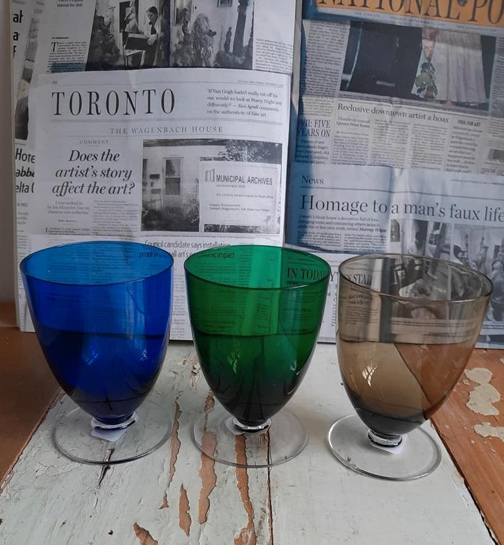 9 Verschillende oude gekleurde glazen., Antiek en Kunst, Antiek | Glas en Kristal, Ophalen of Verzenden