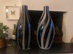 Set van 2 gestreepte vazen, Huis en Inrichting, Woonaccessoires | Vazen, Ophalen, 50 tot 75 cm, Zwart, Glas